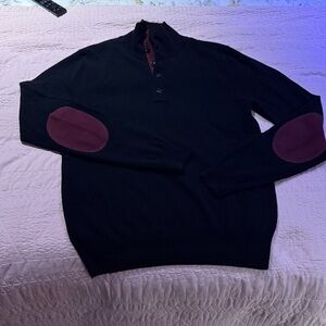State Cashmere Mock-Neck Quarter Button Polo Sweater M